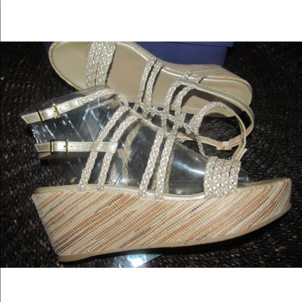 Stuart Weitzman Summer Lolone Raffia Wedge Sandals - image 4